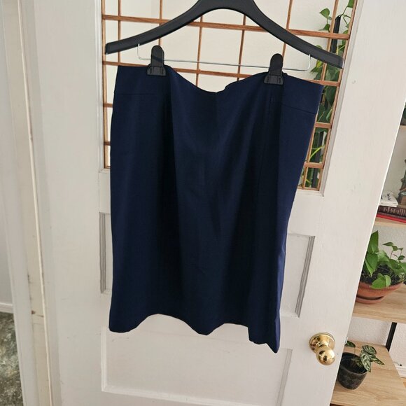 NWT Le Suit Plus Size Shawl-Collar Skirt Suit - Indigo + Vanilla Ice Navy Blue - Picture 6 of 11